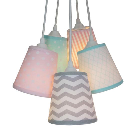 Imagem de Lustre  Bebê Chevron Crie Casa Cinza, Rosa e Verde Água