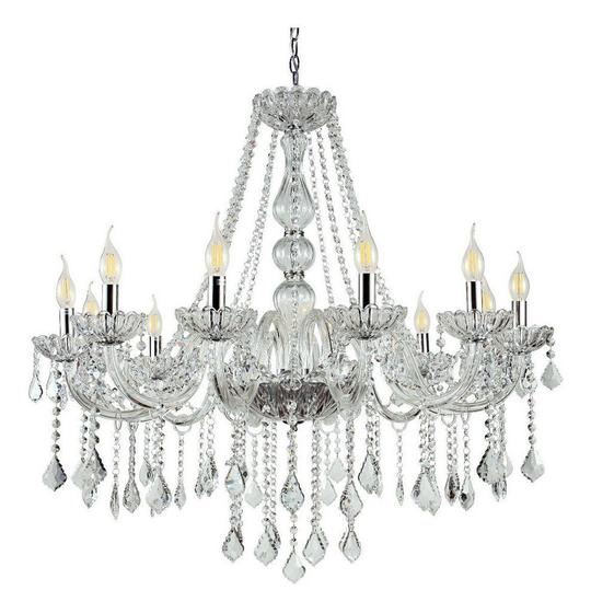 Imagem de Lustre Candelabro Pendente Luxo Cristal Legitimo Transparente 12 Braços Sala Quarto Cozinha Inl53