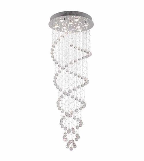 Imagem de Lustre Cascata em Cristais Espiral 3,5M 9GU10 Ideal Para Pé Direito Duplo