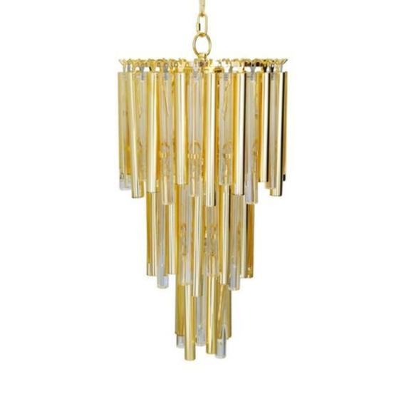 Imagem de Lustre Classico Rico em Cristais Metal Dourado Impecavel