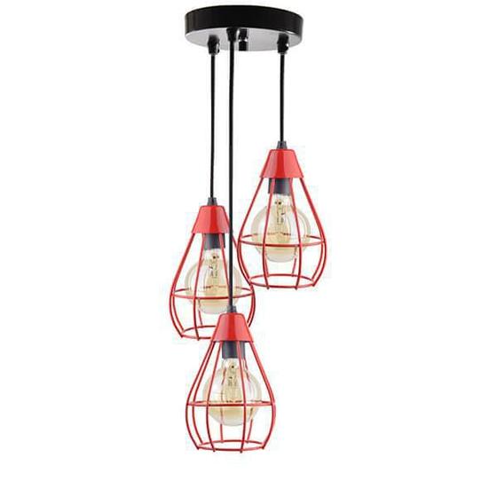 Imagem de Lustre Com 3 Pendentes Aramados Gota - Vermelho