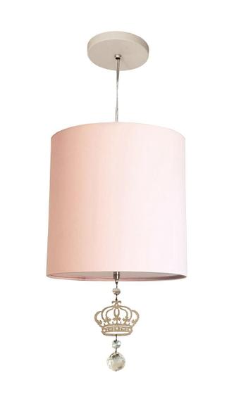 Imagem de Lustre Coroa Com Cristal Quarto Menina 25X25 Rosa