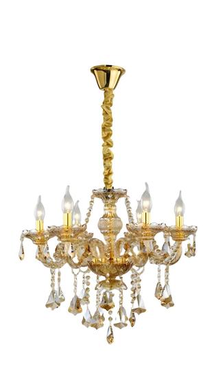 Imagem de Lustre cristal 8124-6l ouro candelabro 6 braços