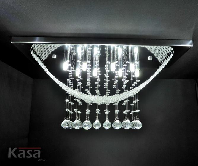 Lustre Cristal ARCO Retangular Sobrepor 8xG9 - Base Inox 65x20cm - Kasa ARQ Menor preço em Lustre Cristal ARCO Retangular Sobrepor 8xG9 - Base Inox 65x20cm - Kasa ARQ