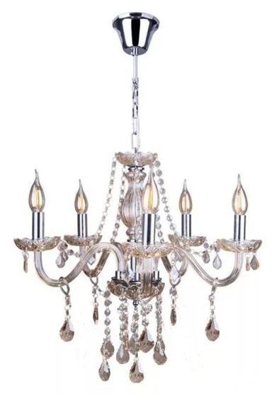 Imagem de Lustre cristal candelabro 6 braços champanhe