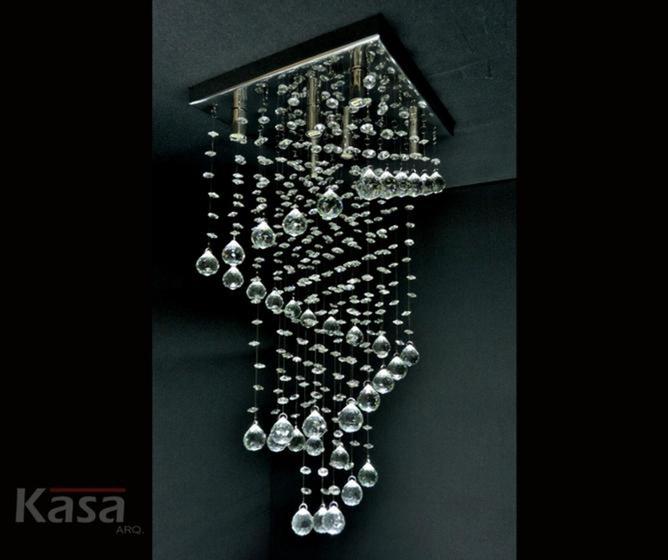 Imagem de Lustre Cristal Legítimo CARACOL 40x40cm 8XG9 - Base inox - Kasa ARQ