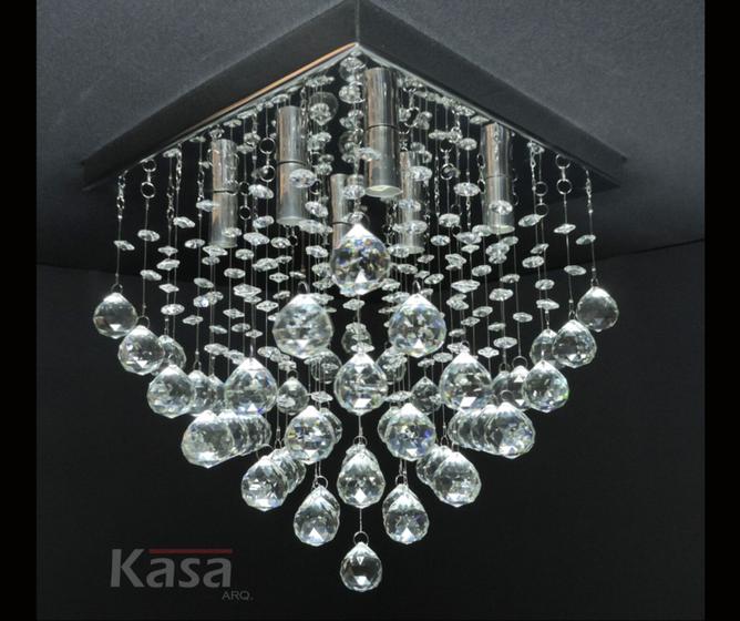 Imagem de Lustre Cristal Legítimo PERFECT 30x30cm 6XG9 - Base inox - Kasa ARQ