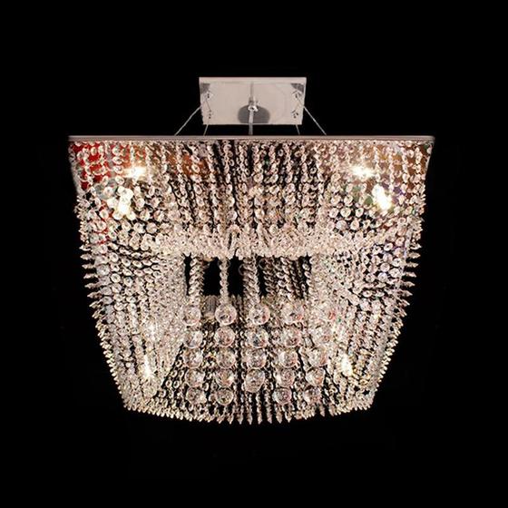 Lustre Cristal Pendente Kyoto Quadrado 60x60x20cm para 12 Lâmpadas G9 Menor preço em Lustre Cristal Pendente Kyoto Quadrado 60x60x20cm para 12 Lâmpadas G9