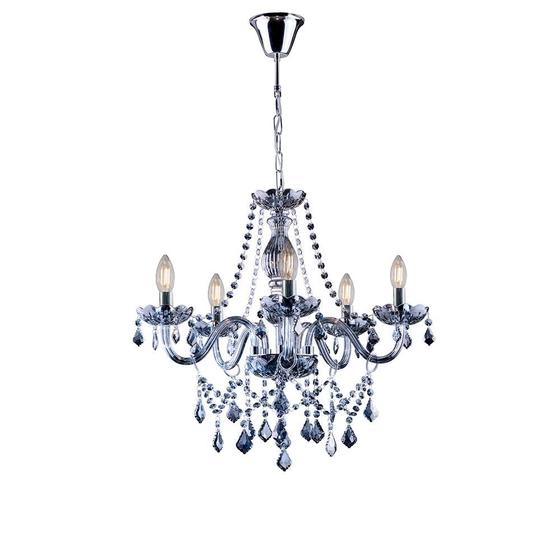 Imagem de Lustre Cristal Sala Legítimo Candelabro Maria Tereza 5 Braços Luxo Fumê 110V 220V (Bivolt)