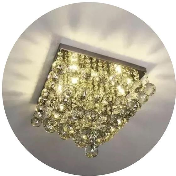 Imagem de Lustre de Cristal Acrílico 30x30 Para Sala de Estar/Jantar