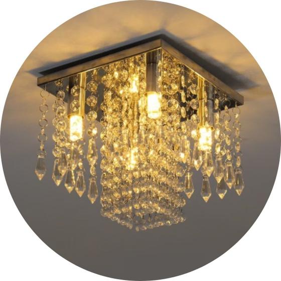 Imagem de Lustre de Cristal Acrílico 30x30 Para Sala e Quarto Vai LED