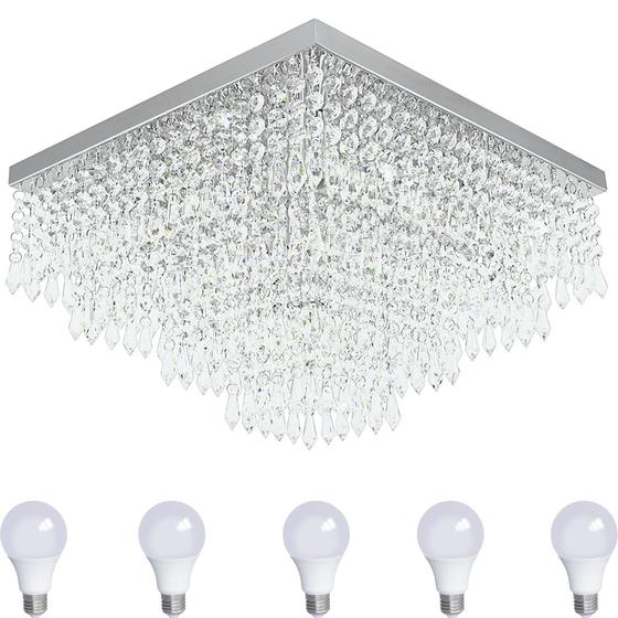 Imagem de Lustre De Cristal Acrilico Dreamcrillic 40x40 +Lâmpadas 3000