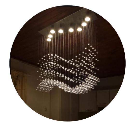 Imagem de Lustre De Cristal Acrílico Para Sala de Jantar com lâmpada