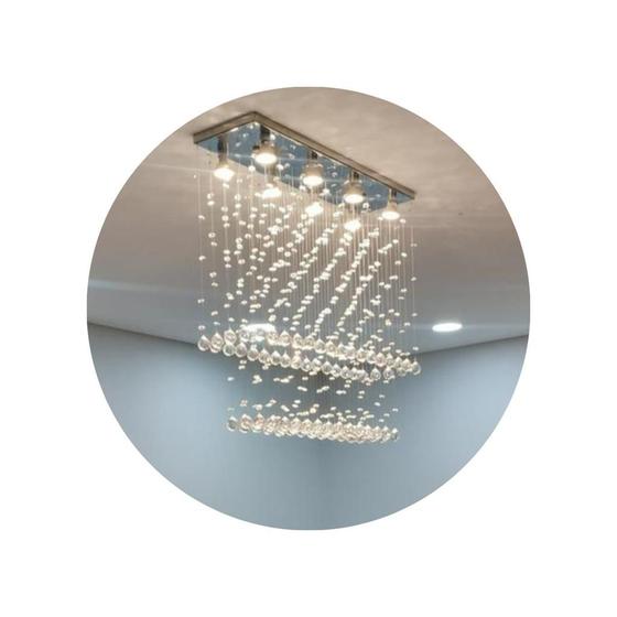 Imagem de Lustre De Cristal Acrílico Pra Sala De Jantar/estar Com 70cm