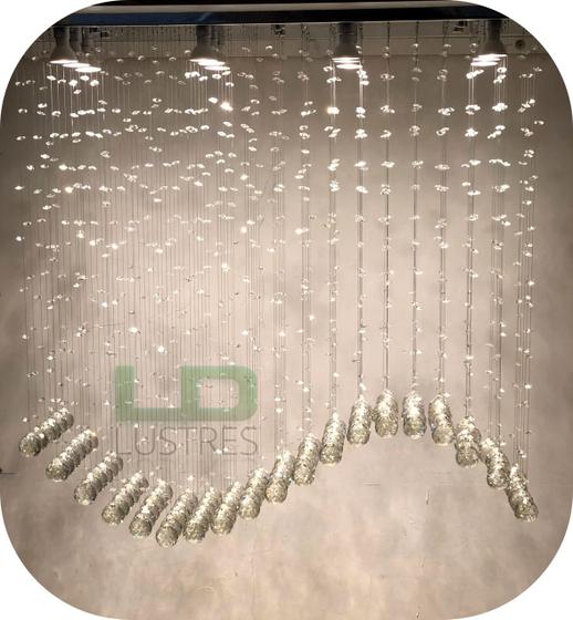 Imagem de Lustre De Cristal Base Retangular 90cmx25cm Com Lâmpadas BQ