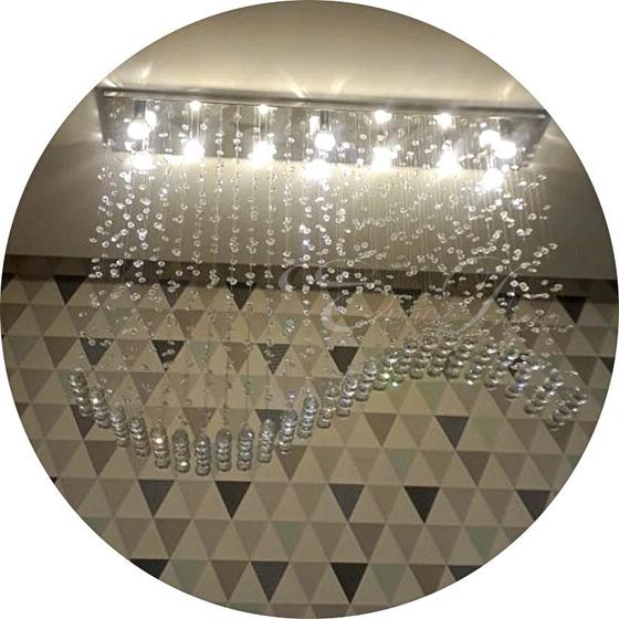 Imagem de Lustre De Cristal Com Base De Inox Espelhado 90x25cm