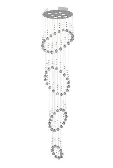 Imagem de Lustre de Cristal Legitimo Esferas 42cm Pé Direito Duplo Vão de Escada Sala Alta Com Lampadas Led
