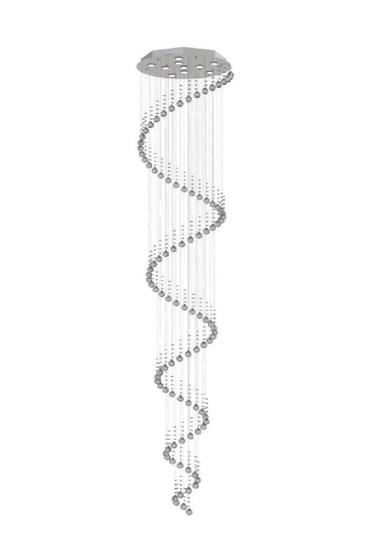 Imagem de Lustre de Cristal Legitimo Espiral 60cm Pé Direito Duplo Vão de Escada Sala Alta E60 Com Lampadas Led