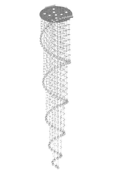 Imagem de Lustre de Cristal Legitimo Espiral 60cm Pé Direito Duplo Vão de Escada Sala Alta ESP60