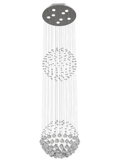 Imagem de Lustre de Cristal Legitimo Globo Duplo 40cm Pé Direito Duplo Vão de Escada Sala Alta G240