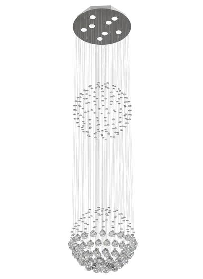 Imagem de Lustre de Cristal Legitimo Globo Duplo 40cm Pé Direito Duplo Vão de Escada Sala Alta G240 Com Lampadas Led