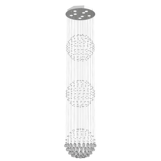 Imagem de Lustre de Cristal Legitimo Globo Triplo 40cm Pé Direito Duplo Vão de Escada Sala Alta G340