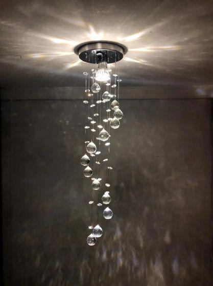 Imagem de Lustre De Cristal Legítimo K9 Espiral Base Inox Espelhada