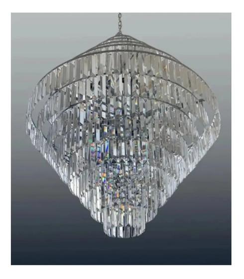 Imagem de Lustre De Cristal Legitimo K9 Imperial Prata Pé Direito Alto