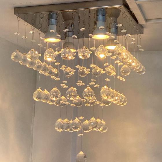 Imagem de Lustre de Cristal Legítimo K9 Quadrado Para Sala e Quarto