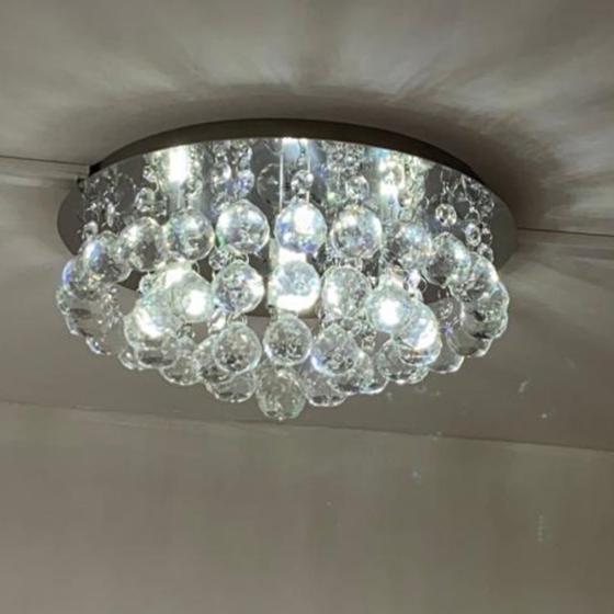 Imagem de Lustre De Cristal Legítimo K9 Redondo Com 30cm Para Sala E Quarto