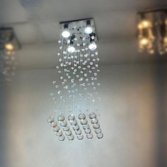 Imagem de Lustre De Cristal Legítimo K9 Vai Montado Em Inox Espelhado