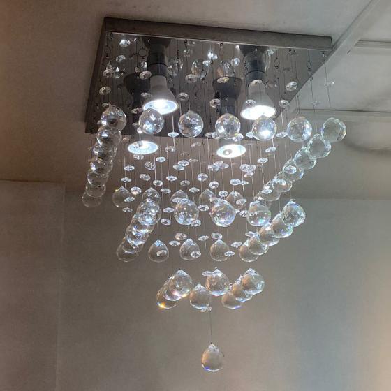 Imagem de Lustre de Cristal Legítimo Quadrado Modelo Pirâmide 30x30