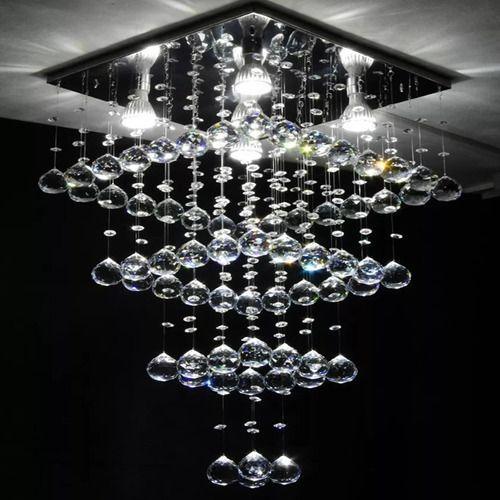 Imagem de Lustre De Cristal P/ Sala De Jantar/estar Base Inox 38x38cm