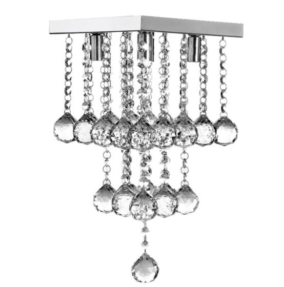 Imagem de Lustre De Cristal para Sala de Jantar/Hall,Com 30Cm de Altura, Base de Inox Polido 20x20CM,Cristais Legítimos K9 de 30MM