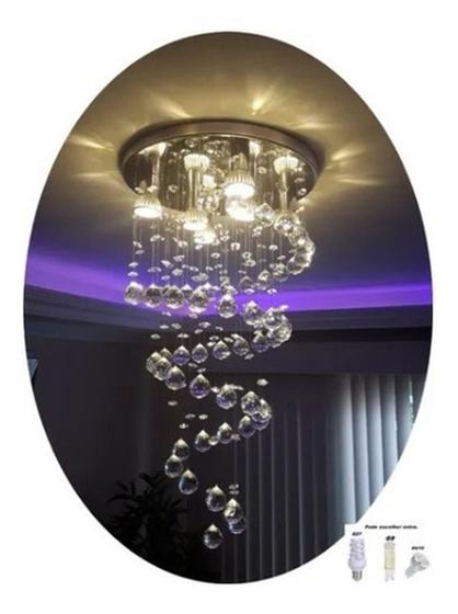 Imagem de Lustre De Cristal Verdadeiro Espiral Base 34 Por 80cm