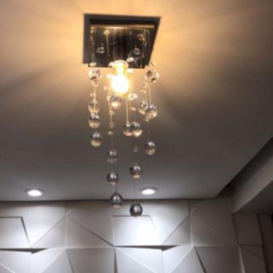 Imagem de Lustre de Cristal Verdadeiro K9 50cm Super Barato Alto Brilho - Casa Cristalle - Desconexo - Aço Inox Espelhado