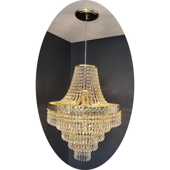 Imagem de Lustre Dourado Pendente De Cristal Acrílico 40X140 Ac82