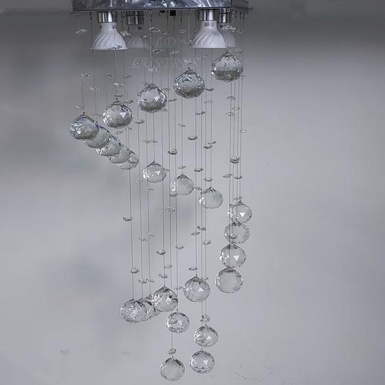Imagem de Lustre Espiral De Cristal Para Sala Com Base De Inox Espelhado 20x20cm