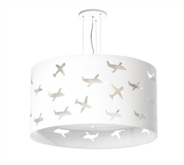 Imagem de Lustre Infantil Pendente Aviões Duplo - Branco 30x16