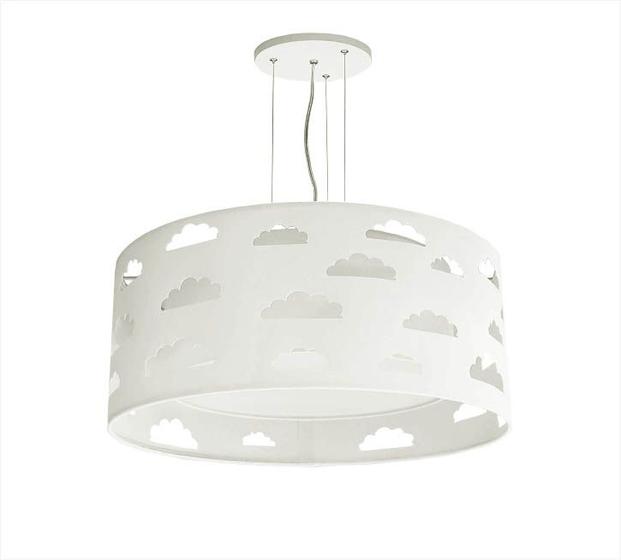 Imagem de Lustre Infantil Pendente Nuvens Com Recortes 50x16 Cinza