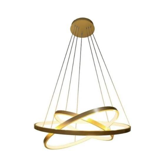 Imagem de Lustre Led Moderno Pendente Anéis Led 89W 3 Arcos Dourado