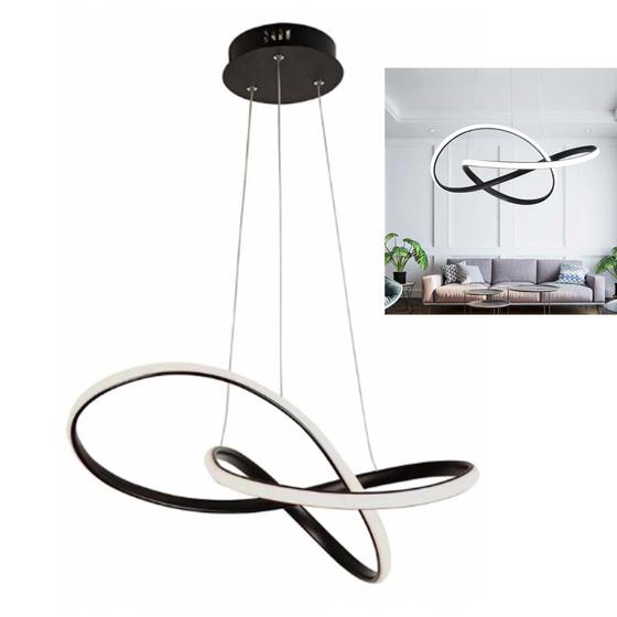 Imagem de Lustre Luminária 3000K Orgon Infinito Pendente Iluminação Arco Led Perfil Luxo Sala de Jantar Moderno Quarto Ambiente Residencial Comercial Recepção