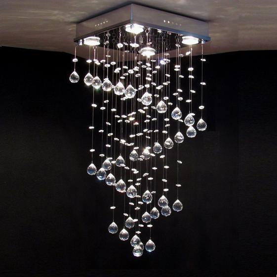 Lustre Luminária Cristal Acrílico 30x30 e 1m altura - A335Z Menor preço em Lustre Luminária Cristal Acrílico 30x30 e 1m altura - A335Z
