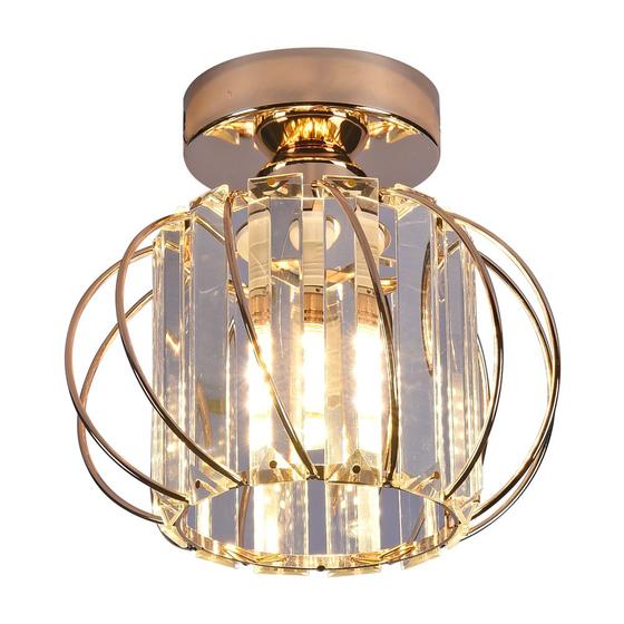 Imagem de Lustre Luminária De Cristal E Aros Clássico Teto E27 Bivolt Cor Dourado 110V/220V