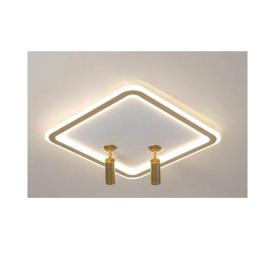 Imagem de Lustre Luminária Fixo Teto 3 Arcos De Led Dourado Redondo