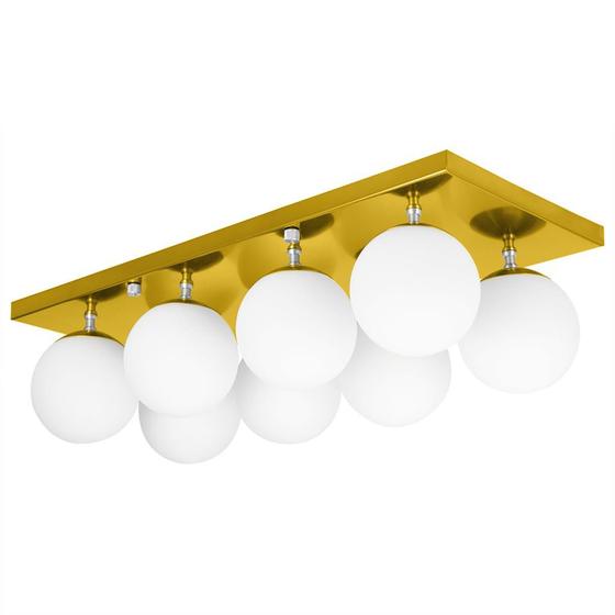 Imagem de Lustre Luminária Octuplo Dourado Orby Bolinha 60x25 cm