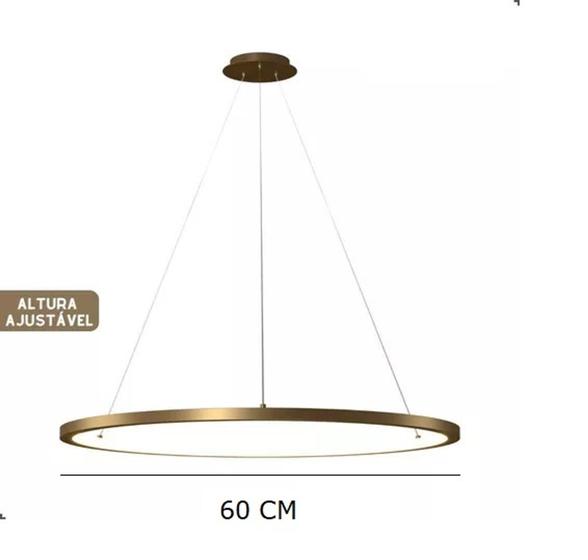 Imagem de Lustre Luminaria Pendente 1 Argola Anel Led 22w 60 Cm Alumínio Bivolt