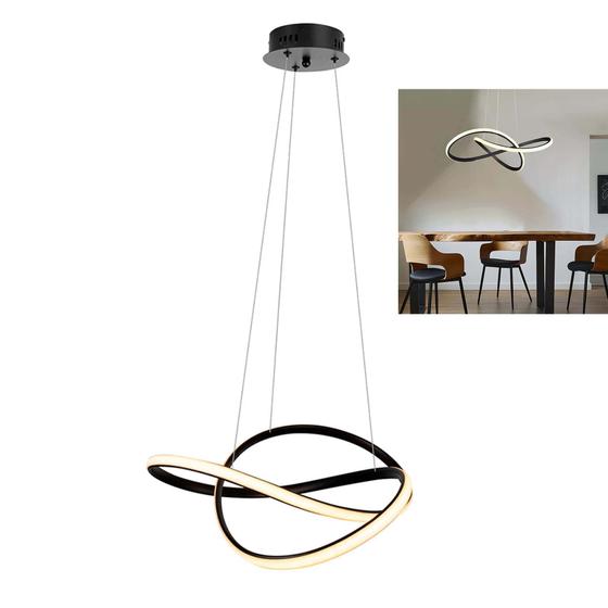 Imagem de Lustre Luminária Pendente 3000K Orgon Iluminação Arco Led Perfil Infinito Quarto Ambiente Residencial Moderno Luxo Sala de Jantar Comercial Recepção
