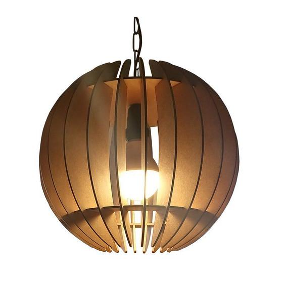 Imagem de Lustre Luminária Pendente De Madeira Mdf Mod. Globe