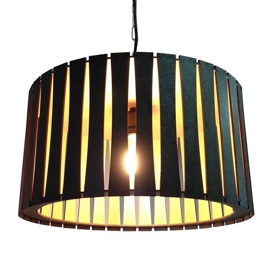 Imagem de Lustre Luminária Pendente de Madeira MDF Mod. Rome Tabaco